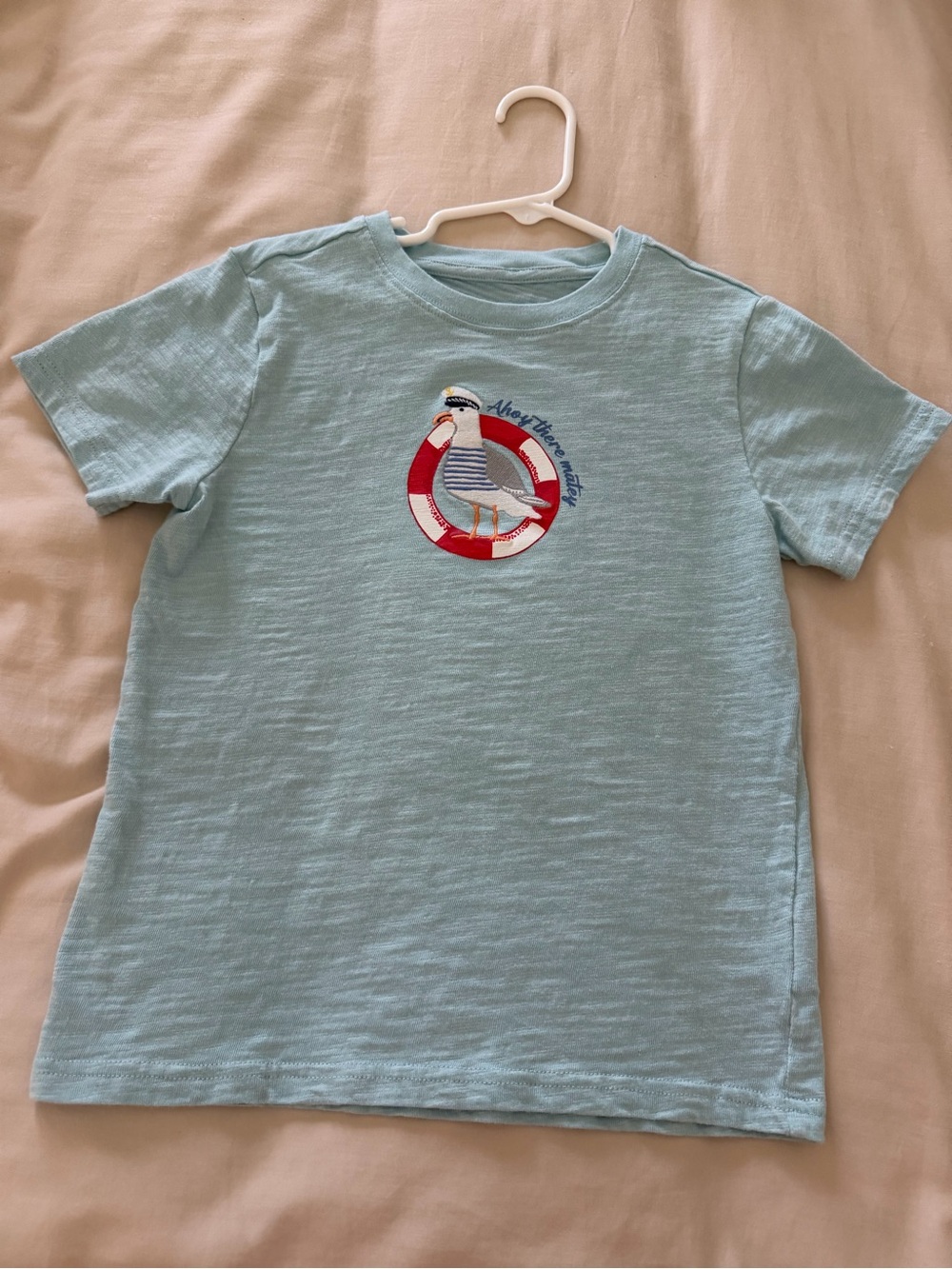 Janie and Jack Light Blue Seagull Lifebuoy Short Sleeve Tee shirt boys size 7
